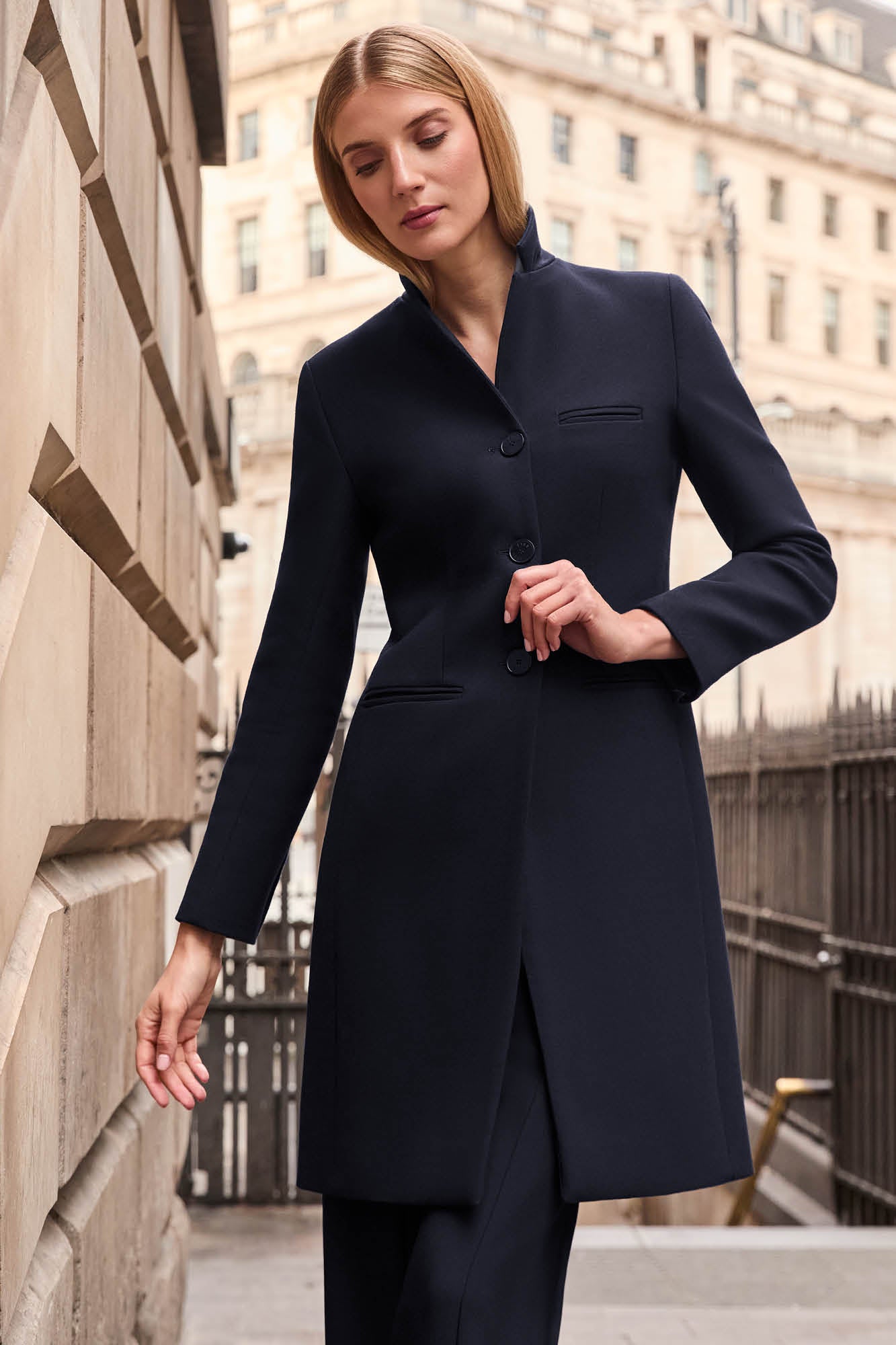 Cambridge Navy Wool Blend Coat