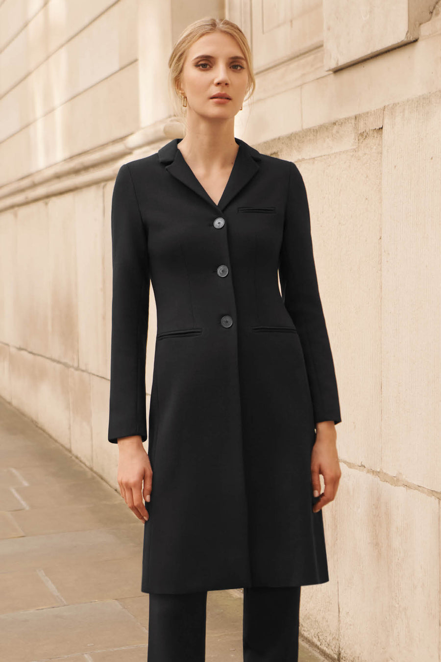 Cambridge Black Wool Blend Coat