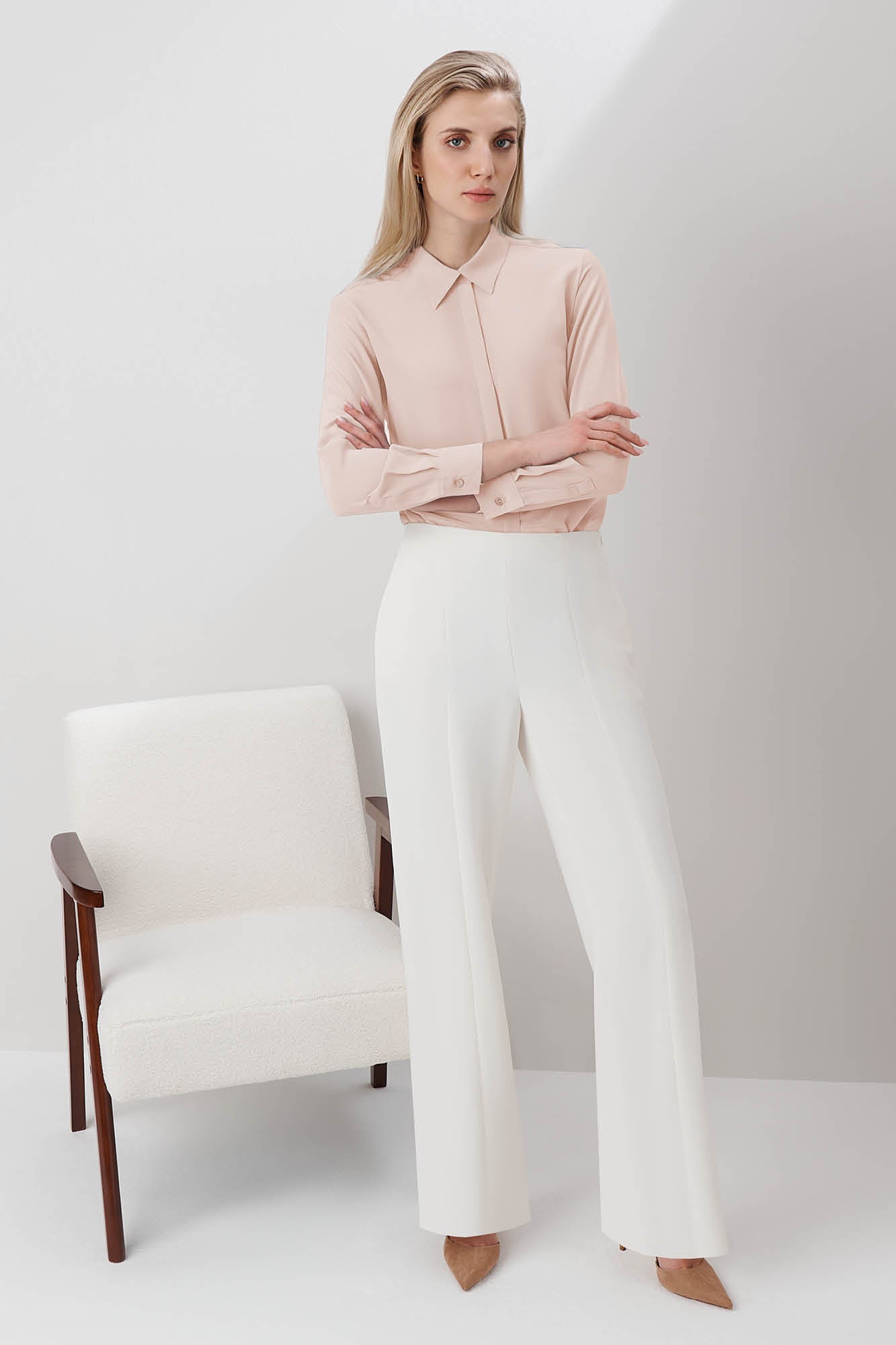 Ivory straight leg trousers best sale