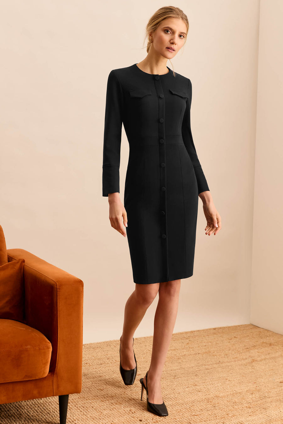 Maddox Black Pique Dress